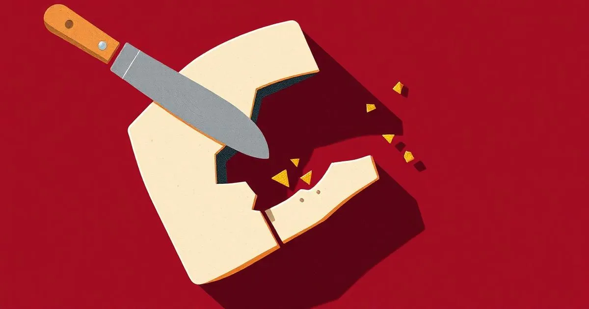 Editorial illustration: sculptor carving away pieces from a form
