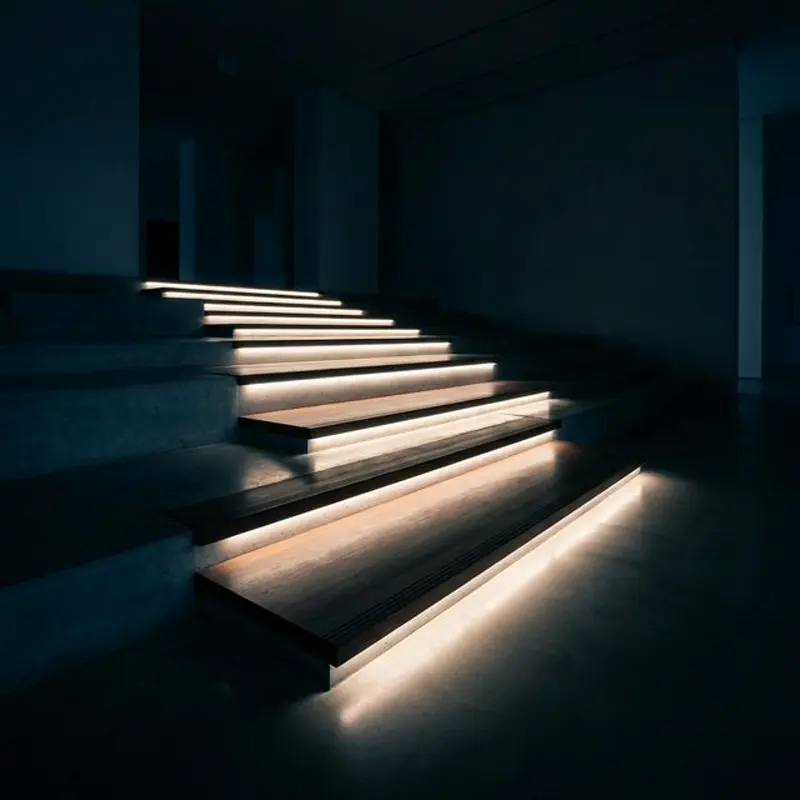 Smart staircase lighting system with motion-activated sequential LED control